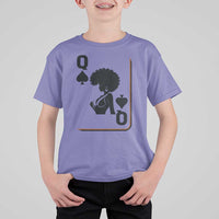 Black Queen T Shirt For Kid Black History Month Afro Woman Poker Card Games - Wonder Print Shop