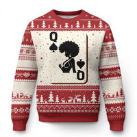Black Queen Ugly Christmas Sweater Black History Month Afro Woman Poker Card Games - Wonder Print Shop