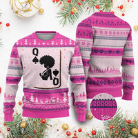 Black Queen Ugly Christmas Sweater Black History Month Afro Woman Poker Card Games - Wonder Print Shop