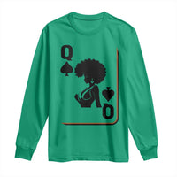 Black Queen Long Sleeve Shirt Black History Month Afro Woman Poker Card Games - Wonder Print Shop