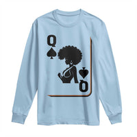 Black Queen Long Sleeve Shirt Black History Month Afro Woman Poker Card Games - Wonder Print Shop