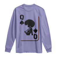Black Queen Long Sleeve Shirt Black History Month Afro Woman Poker Card Games - Wonder Print Shop
