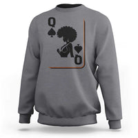 Black Queen Sweatshirt Black History Month Afro Woman Poker Card Games - Wonder Print Shop