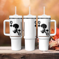 Black Queen Tumbler With Handle Black History Month Afro Woman Poker Card Games - Wonder Print Shop