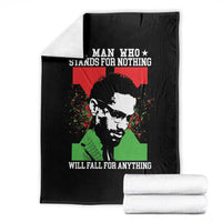 Malcolm X Quote Throw Blanket Retro A Man Who Stands for Nothing Black History - Wonder Print Shop