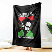 Malcolm X Quote Throw Blanket Retro A Man Who Stands for Nothing Black History - Wonder Print Shop
