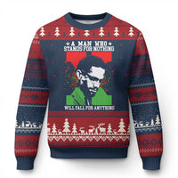 Malcolm X Quote Ugly Christmas Sweater Retro A Man Who Stands for Nothing Black History - Wonder Print Shop