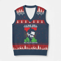 Malcolm X Quote V-Neck Knit Sweater Vest Retro A Man Who Stands for Nothing Black History - Wonder Print Shop