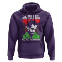 Malcolm X Quote Hoodie Retro A Man Who Stands for Nothing Black History - Wonder Print Shop