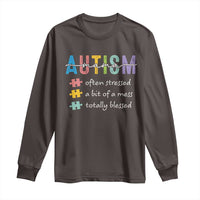 Blessed Autism Mama Long Sleeve Shirt Often Stressed A Bit of A Mess Totally Blessed