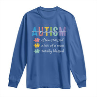 Blessed Autism Mama Long Sleeve Shirt Often Stressed A Bit of A Mess Totally Blessed