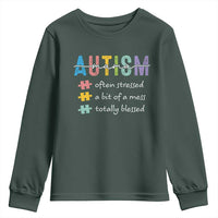 Blessed Autism Mama Youth Sweatshirt Often Stressed A Bit of A Mess Totally Blessed