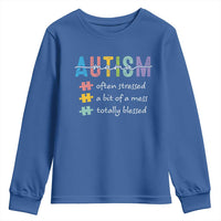 Blessed Autism Mama Youth Sweatshirt Often Stressed A Bit of A Mess Totally Blessed