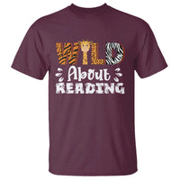 Wild About Reading T Shirt Cute Animal Print Reading Lover Kids Teachers