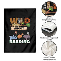 Wild About Reading Garden Flag Cute Animal Book Lover Kids Teachers