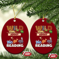 Wild About Reading Ceramic Ornament Cute Animal Book Lover Kids Teachers