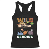 Wild About Reading Racerback Tank Top Cute Animal Book Lover Kids Teachers