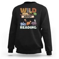 Wild About Reading Sweatshirt Cute Animal Book Lover Kids Teachers