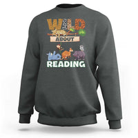 Wild About Reading Sweatshirt Cute Animal Book Lover Kids Teachers
