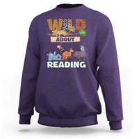 Wild About Reading Sweatshirt Cute Animal Book Lover Kids Teachers