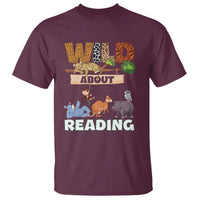Wild About Reading T Shirt Cute Animal Book Lover Kids Teachers