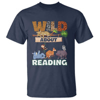 Wild About Reading T Shirt Cute Animal Book Lover Kids Teachers