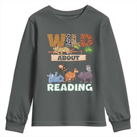 Wild About Reading Youth Sweatshirt Cute Animal Book Lover Kids Teachers