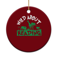 Wild About Reading Ceramic Ornament Cute Safari Animal Reading Shirt Preschool Kindergarten