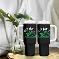 Wild About Reading Tumbler With Handle Cute Safari Animal Reading Shirt Preschool Kindergarten