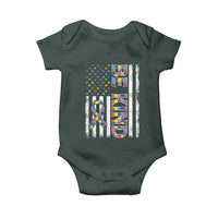 Be Kind Autism Baby Onesie USA flag Autistic Support