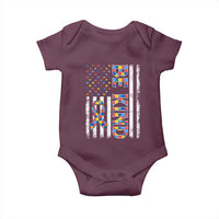 Be Kind Autism Baby Onesie USA flag Autistic Support