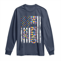 Be Kind Autism Long Sleeve Shirt USA flag Autistic Support
