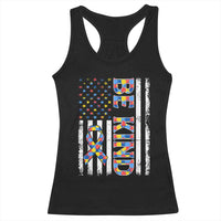 Be Kind Autism Racerback Tank Top USA flag Autistic Support