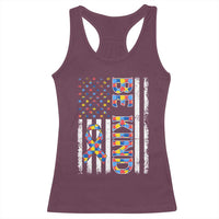 Be Kind Autism Racerback Tank Top USA flag Autistic Support