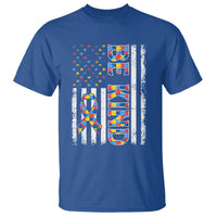Be Kind Autism T Shirt USA flag Autistic Support