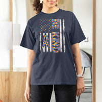 Be Kind Autism T Shirt For Women USA flag Autistic Support