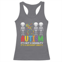 Autism Awareness Racerback Tank Top Skeleton Dabbing Autistic Kids