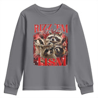 Autism Funny Youth Sweatshirt Rizz Em With The Tism Meme Autistic Racoon