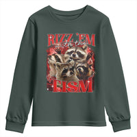 Autism Funny Youth Sweatshirt Rizz Em With The Tism Meme Autistic Racoon