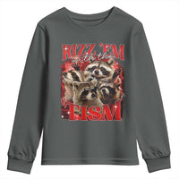 Autism Funny Youth Sweatshirt Rizz Em With The Tism Meme Autistic Racoon