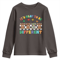 It’s Okay To Be Different Autism Awareness Youth Sweatshirt Autistic Cow Positivity Vibe