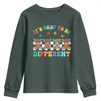 It’s Okay To Be Different Autism Awareness Youth Sweatshirt Autistic Cow Positivity Vibe