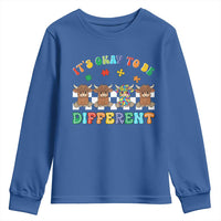 It’s Okay To Be Different Autism Awareness Youth Sweatshirt Autistic Cow Positivity Vibe