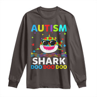 Funny Autism Shark Long Sleeve Shirt Puzzle Piece Autistic Mom Dad Sped Teacher