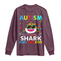 Funny Autism Shark Long Sleeve Shirt Puzzle Piece Autistic Mom Dad Sped Teacher