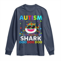 Funny Autism Shark Long Sleeve Shirt Puzzle Piece Autistic Mom Dad Sped Teacher