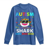 Funny Autism Shark Long Sleeve Shirt Puzzle Piece Autistic Mom Dad Sped Teacher