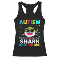 Funny Autism Shark Racerback Tank Top Puzzle Piece Autistic Mom Dad Sped Teacher