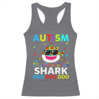 Funny Autism Shark Racerback Tank Top Puzzle Piece Autistic Mom Dad Sped Teacher