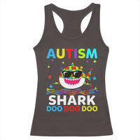 Funny Autism Shark Racerback Tank Top Puzzle Piece Autistic Mom Dad Sped Teacher